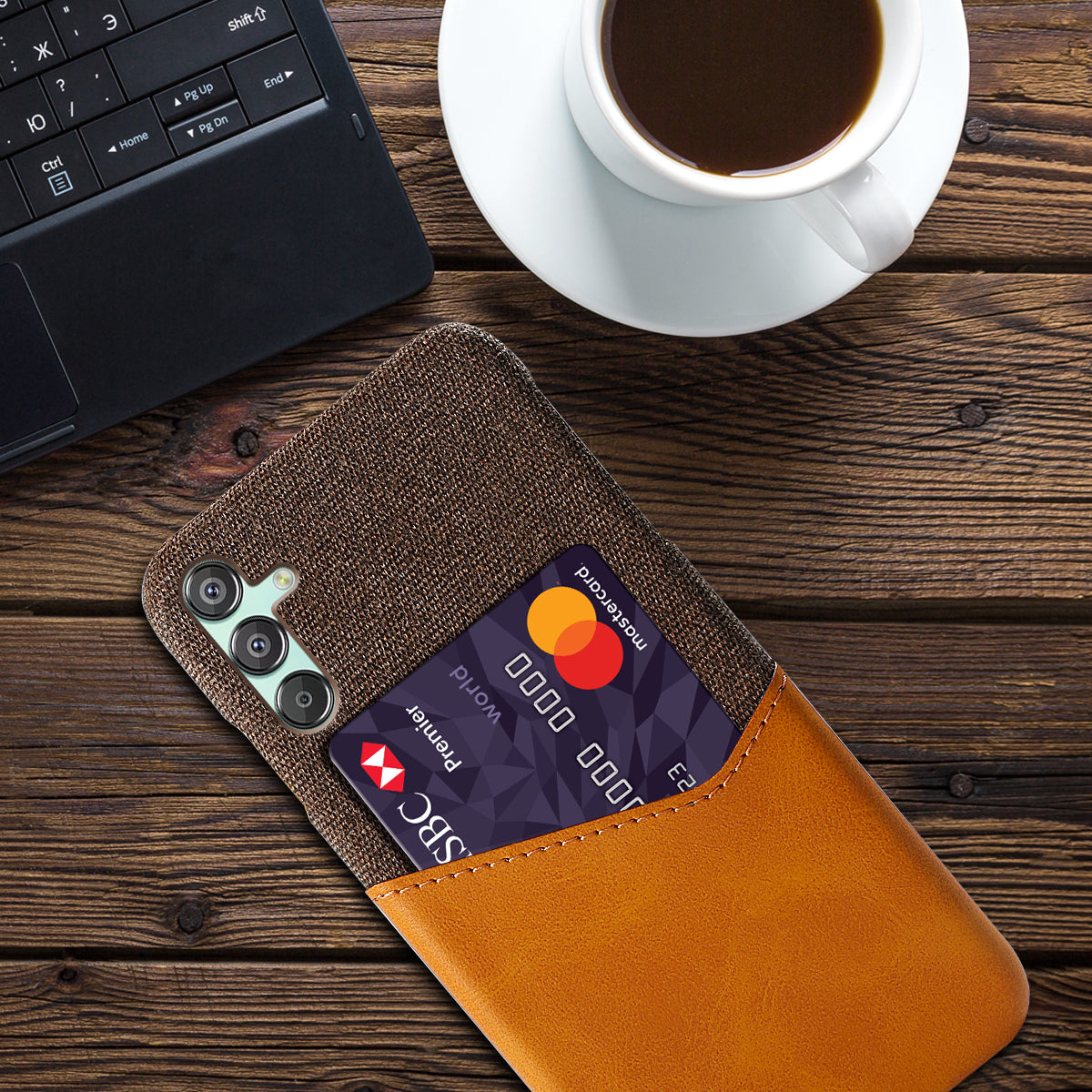 For Samsung Galaxy F15 5G / M15 5G Case Card Slot PC Phone Cover Cloth Texture For Samsung Galaxy F15 5G / M15 5G Case Card Slot PC Phone Cover Cloth Texture